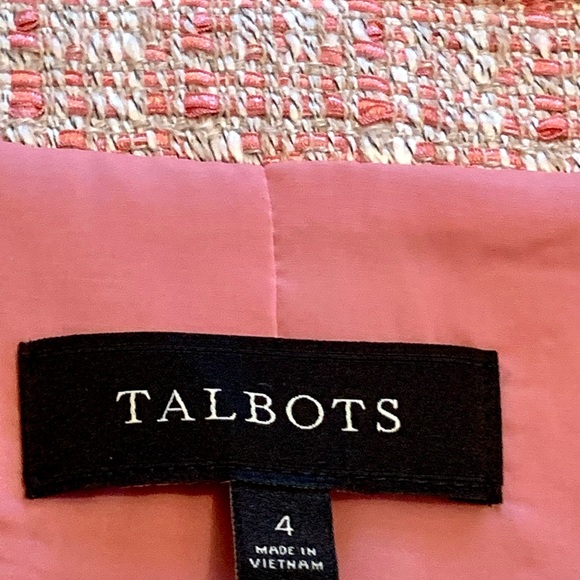 Woman’s Pink Tweed Crop Blazer Jacket Sz 4 Talbots - Picture 5 of 14